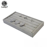 Velvet Ring Jewelry Display Tray Organizer Storage Box