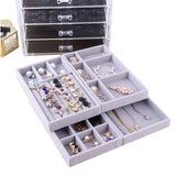 Portable Velvet Ring Jewelry Display Organizer Box Tray Holder Earring Case