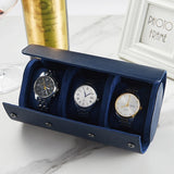 Vintage PU Leather Watch Storage Box with Slots for Travel
