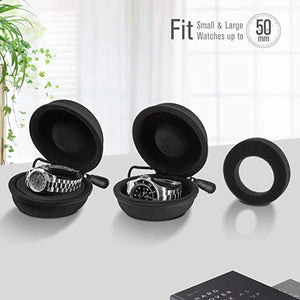 Portable Single Watch Box with Zipper and Carabiner for Travel