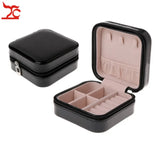 Portable Women Jewelry Box Cosmetic Zipper Leather Necklace Storage Case