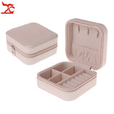Portable Women Jewelry Box Cosmetic Zipper Leather Necklace Storage Case