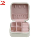 Portable Women Jewelry Box Cosmetic Zipper Leather Necklace Storage Case