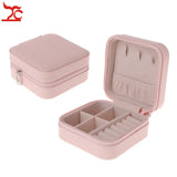Portable Women Jewelry Box Cosmetic Zipper Leather Necklace Storage Case