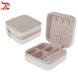 Portable Women Jewelry Box Cosmetic Zipper Leather Necklace Storage Case