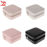 Portable Women Jewelry Box Cosmetic Zipper Leather Necklace Storage Case