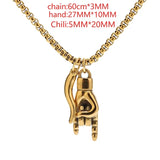 Italian Lucky Hand Horn Anti Evil Good Luck Double Protection Amulet Necklace