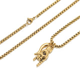 Italian Lucky Hand Horn Anti Evil Good Luck Double Protection Amulet Necklace