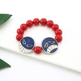 Ace Red Beads Bracelet Necklace Unisex Jewelry