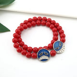 Ace Red Beads Bracelet Necklace Unisex Jewelry