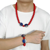 Ace Red Beads Bracelet Necklace Unisex Jewelry