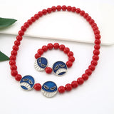 Ace Red Beads Bracelet Necklace Unisex Jewelry