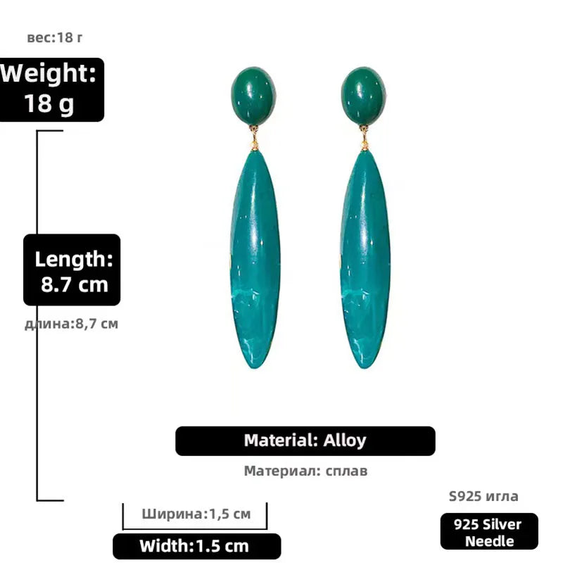 Green Oval Earring Women Silver Plating Jewelry HE23