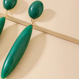 Green Oval Earring Women Silver Plating Jewelry HE23