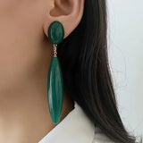 Green Oval Earring Women Silver Plating Jewelry HE23