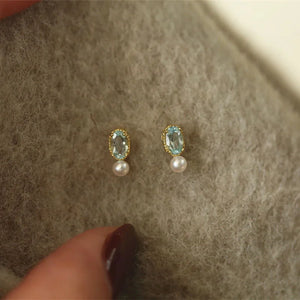 Zircon Pearl Earring Women Silver Plating Jewelry Hot Gift CE016