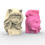 Cat-Ear Girl-Head Planter Vase Mold Epoxy Resin Casting