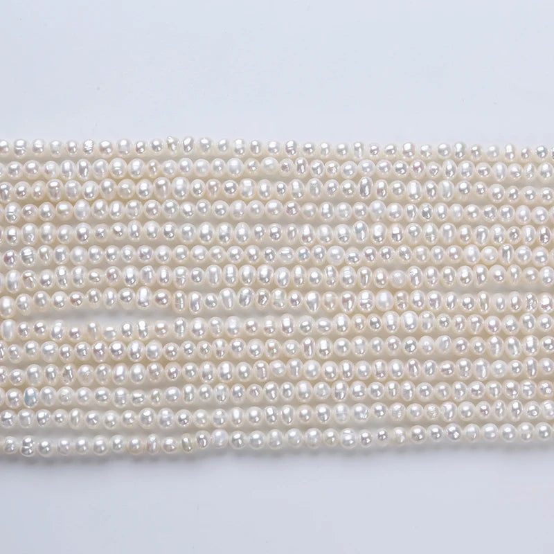 Potato Round Freshwater Pearl Beads Small Baroque 3.5-4mm DIY Jewelry Making