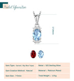 Potiy Sky Topaz Garnet Pendant Necklace 925 Sterling Silver for Women