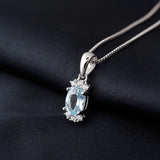 Potiy Sky Topaz Garnet Pendant Necklace 925 Sterling Silver for Women