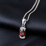 Potiy Sky Topaz Garnet Pendant Necklace 925 Sterling Silver for Women