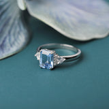 925 Silver Sky Topaz Emerald Cut Ring for Women