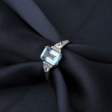925 Silver Sky Topaz Emerald Cut Ring for Women