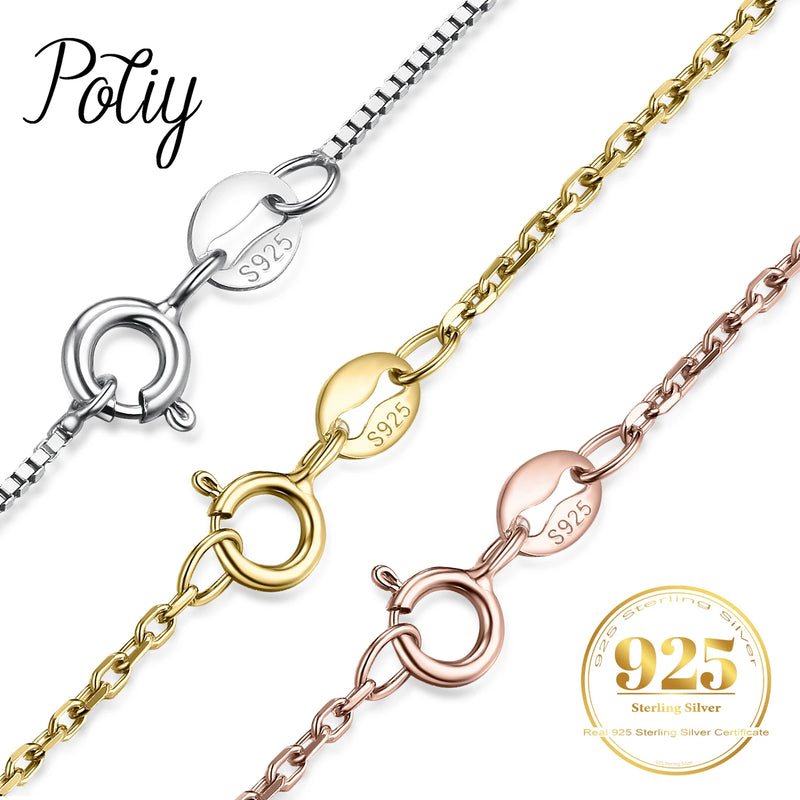 Potiy Trace Box Sterling Silver Necklace for Women Daily Jewelry