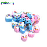 100Pcs Cloud Rainbow Clay Beads 10mm