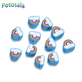 100Pcs Cloud Rainbow Clay Beads 10mm