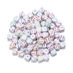 100Pcs Mixed Acrylic Dice Loose Beads DIY Bracelet Jewelry Making