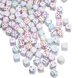 100Pcs Mixed Acrylic Dice Loose Beads DIY Bracelet Jewelry Making