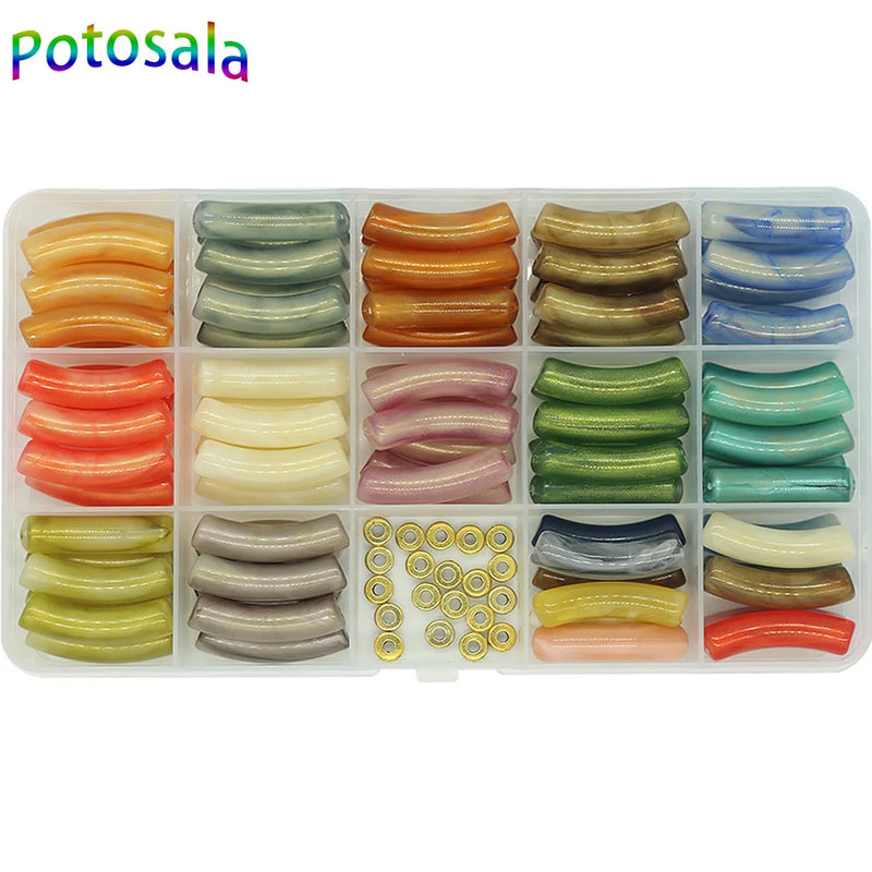 Acrylic Beads Tube Beads Loose Spacer Curved Noodle Slide Beads