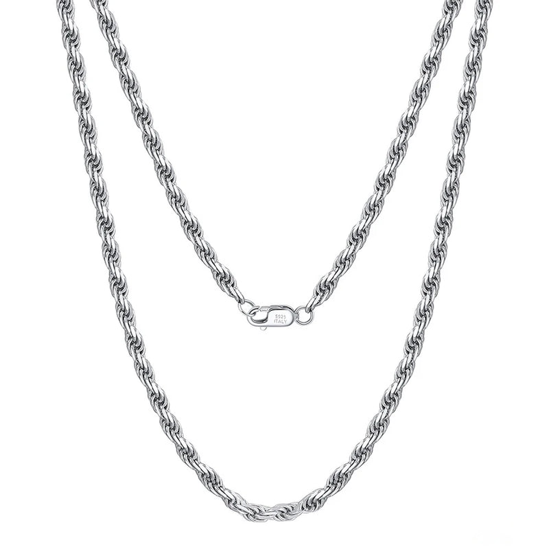 18K Zirconia Cut Rope Chain Necklace 2.0mm