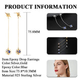 S925 Epoxy Chain Drop Earrings Sterling Silver Dangles