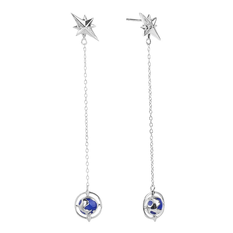 S925 Epoxy Chain Drop Earrings Sterling Silver Dangles