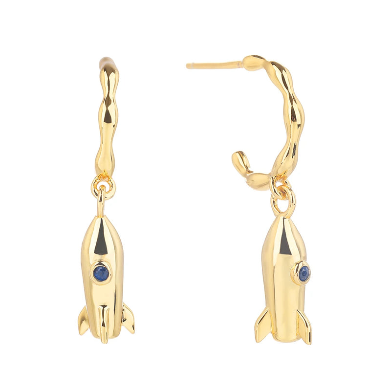 CZ Rocket Dangle Earrings S925 Silver Drops for Women