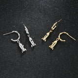CZ Rocket Dangle Earrings S925 Silver Drops for Women