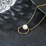 925 Silver Chain Pendant Necklace with 8MM Pearl