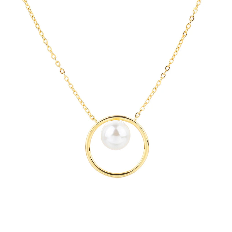 925 Silver Chain Pendant Necklace with 8MM Pearl