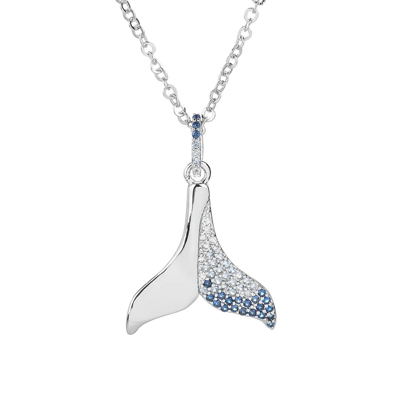 Dolphin Tail Necklace S925 Cubic Zirconia Women Micro Pave 925 Sterling Silver