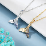 Dolphin Tail Necklace S925 Cubic Zirconia Women Micro Pave 925 Sterling Silver