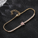925 Silver Flower Tennis Bracelet CZ 18K Plated for Women