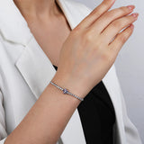 925 Silver Flower Tennis Bracelet CZ 18K Plated for Women