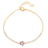 925 Silver Flower Tennis Bracelet CZ 18K Plated for Women