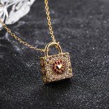 Heart Lock Chain Necklace Cubic Zirconia Pendant S925 925 Sterling Silver