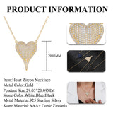 925 Silver Heart Pendant Necklace with Micro Zirconia for Women