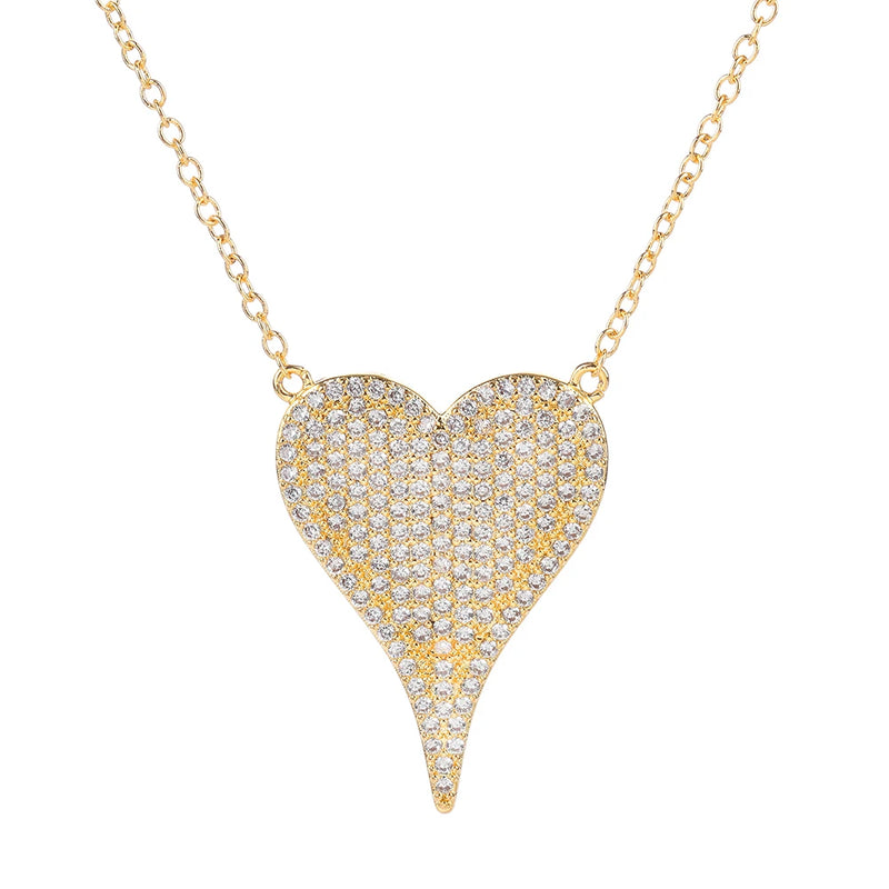 925 Silver Heart Pendant Necklace with Micro Zirconia for Women