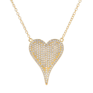925 Silver Heart Pendant Necklace with Micro Zirconia for Women