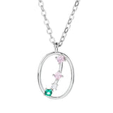 Colorful CZ Pendant Necklace 925 Silver Chain